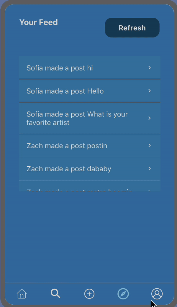 Search for a user or an artist